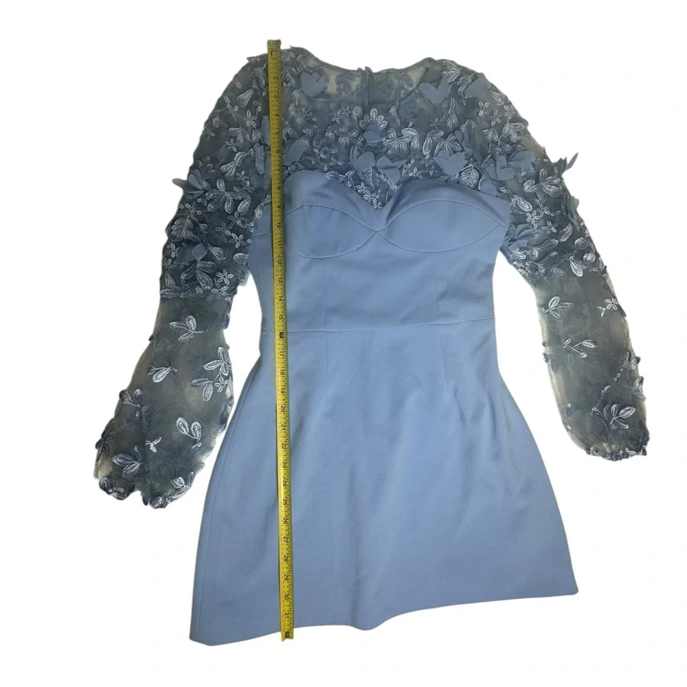 NWT Dress The Population MILA Embellished Lace Trim Long Sleeve Mini Dress m - Picture 9 of 16